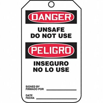 ACCUFORM Safty Tag 5 7/8in H 3 3/8in W Plstc PK5, 3WPG1
