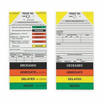 HARRIS INDUSTRIES Triage Tag 8-11/16 x 4-1/4 In PK50, 3WRV5