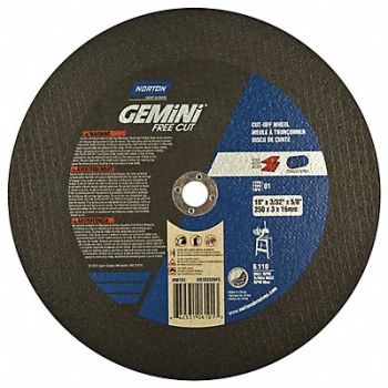 NORTON CutOff Whl Gemini 10 x3/32 x5/8 6110rpm, 3WT23