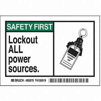BRADY Mach/Equipment Labl 3.5x5in Polyest PK5, 3XAW9