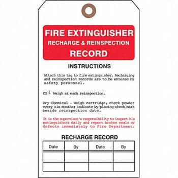 SEE ALL INDUSTRIES Fire Extinguisher Tag 7 x 4 In PK25, 3XCF6