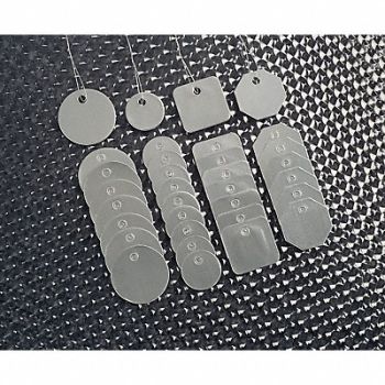 SEE ALL INDUSTRIES Blank Tag Alum 1 1/4in H 1 1/4in W PK25, 3XEF6