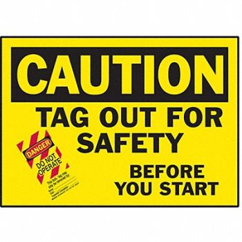 BRADY Caution Label 3 1/2inx5 in Polyester PK5, 3XEG2