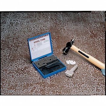 YOUNG BROS. STAMP WORKS Steel Type Marking Kit w/ Holder 1/8in, 3XEW4