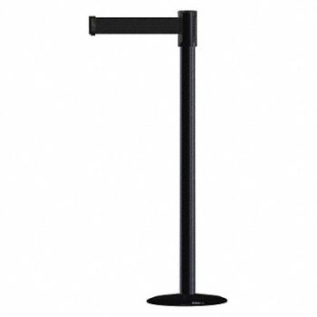 TENSABARRIER D0007 Barrier Post with Belt 7-1/2 ft L Black, 3XGD9