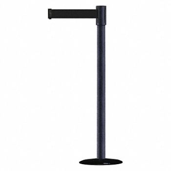 TENSABARRIER D0007 Barrier Post with Belt 7-1/2 ft L Black, 3XGF2