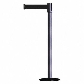 TENSABARRIER D0007 Barrier Post with Belt 7-1/2 ft L Black, 3XGG4
