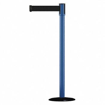 TENSABARRIER D0007 Barrier Post with Belt 7-1/2 ft L Black, 3XGN3
