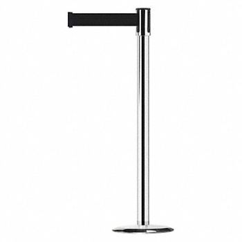 TENSABARRIER D0009 Barrier Post with Belt 7-1/2 ft L Black, 3XGR7