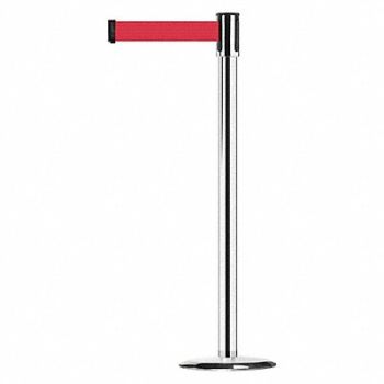 TENSABARRIER D0009 Barrier Post with Belt 7-1/2 ft L Red, 3XGT1