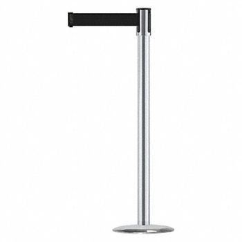 TENSABARRIER D0009 Barrier Post with Belt 7-1/2 ft L Black, 3XGT9