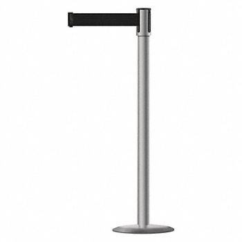 TENSABARRIER Barrier Post with Belt 7-1/2 ft L Black, 3XGV2
