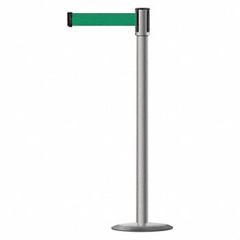 TENSABARRIER Barrier Post with Belt 7-1/2 ft L Green, 3XGV3