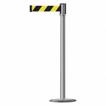 TENSABARRIER Barrier Post w/ Belt 38 in H Metal Base, 3XGV7