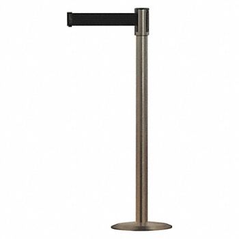 TENSABARRIER D0014 Barrier Post with Belt 7-1/2 ft L Black, 3XGW4