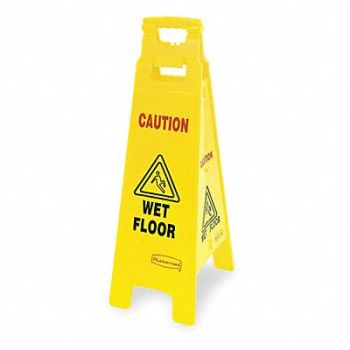 RUBBERMAID COMMERCIAL PRODUCTS Floor Safety Sign Yellow HDPE 37 in H, 3XH26