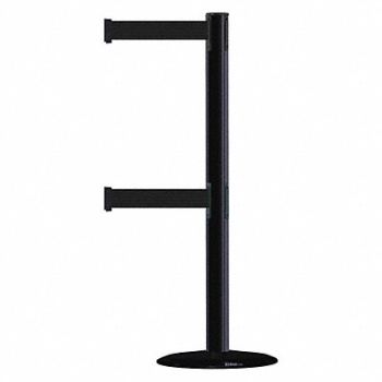 TENSABARRIER D0016 Barrier Post with Belt 7-1/2 ft L Black, 3XHH8