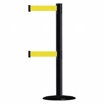 TENSABARRIER D0016 Barrier Post w/ Belt 7-1/2 ft L Yellow, 3XHJ1
