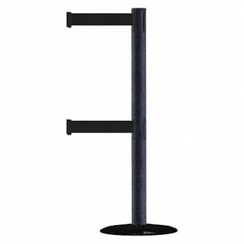 TENSABARRIER D0016 Barrier Post with Belt 7-1/2 ft L Black, 3XHK1