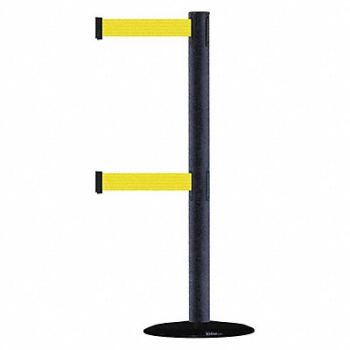 TENSABARRIER D0016 Barrier Post w/ Belt 7-1/2 ft L Yellow, 3XHK3