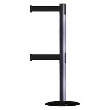 TENSABARRIER D0016 Barrier Post with Belt 7-1/2 ft L Black, 3XHL3