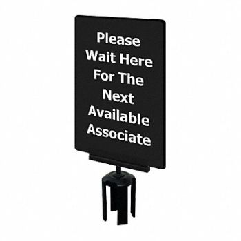 TENSABARRIER Acrylic Sign Black, 3XHW9