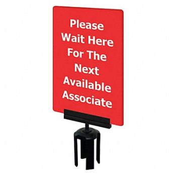 TENSABARRIER Acrylic Sign Red, 3XHX6
