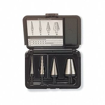 IRWIN Step Drill Bit Set HSS 1/8-1-3/8 In 4 pc, 3YDW5
