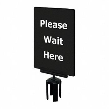 TENSABARRIER Acrylic Sign Black Please Wait Here, 3YHC7