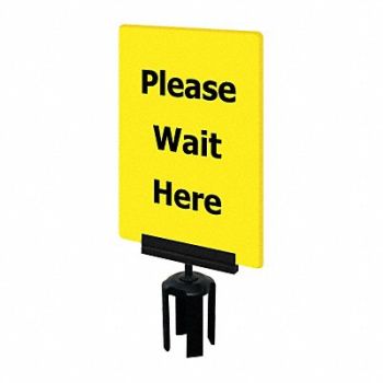 TENSABARRIER Acrylic Sign Yellow Please Wait Here, 3YHC9