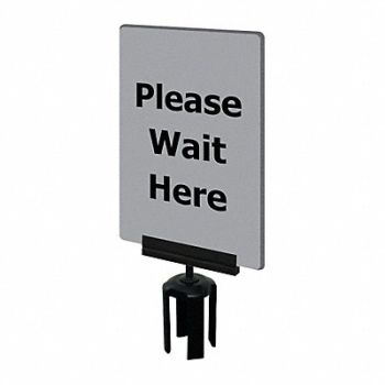 TENSABARRIER Acrylic Sign Gray Please Wait Here, 3YHD2