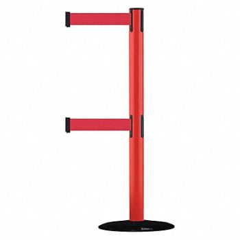 TENSABARRIER D0016 Barrier Post with Belt 7-1/2 ft L Red, 3YHD5