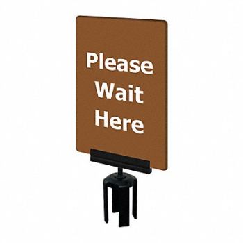 TENSABARRIER Acrylic Sign Brown Please Wait Here, 3YHD6