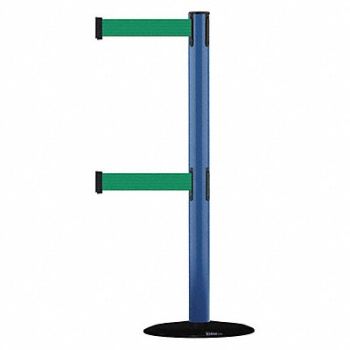 TENSABARRIER D0016 Barrier Post with Belt 7-1/2 ft L Green, 3YHF5