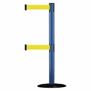 TENSABARRIER D0016 Barrier Post w/ Belt 7-1/2 ft L Yellow, 3YHF7
