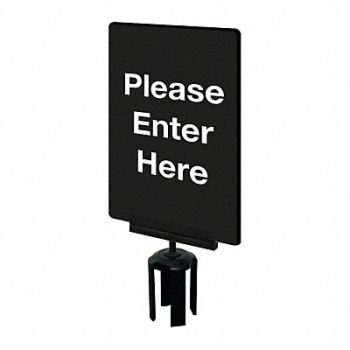 TENSABARRIER Acrylic Sign Black Please Enter Here, 3YHF8