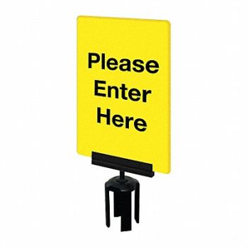 TENSABARRIER Acrylic Sign Yellow Please Enter Here, 3YHG1