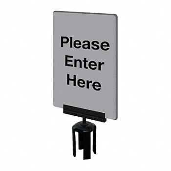 TENSABARRIER Acrylic Sign Gray Please Enter Here, 3YHG3