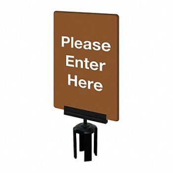 TENSABARRIER Acrylic Sign Brown Please Enter Here, 3YHG7