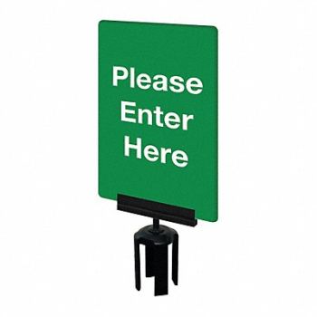 TENSABARRIER Acrylic Sign Green Please Enter Here, 3YHG9