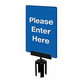 TENSABARRIER Acrylic Sign Blue Please Enter Here, 3YHH2