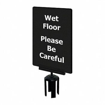 TENSABARRIER Acrylic Sign Black Wet Floor, 3YHJ9