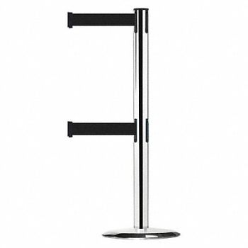 TENSABARRIER Barrier Post with Belt 7-1/2 ft L Black, 3YHL3