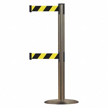 TENSABARRIER Barrier Post w/ Belt 38 in H Metal Base, 3YHT5