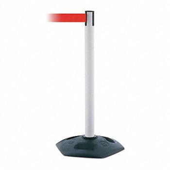 TENSABARRIER D0032 Barrier Post with Belt 7-1/2 ft L Red, 3YHW9