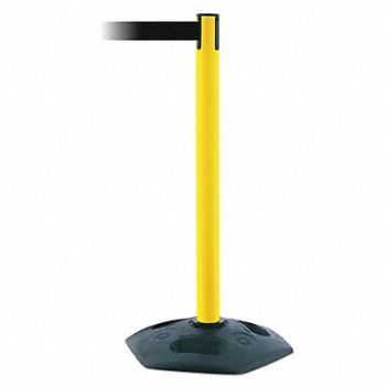 TENSABARRIER D0032 Barrier Post with Belt 7-1/2 ft L Black, 3YHX8