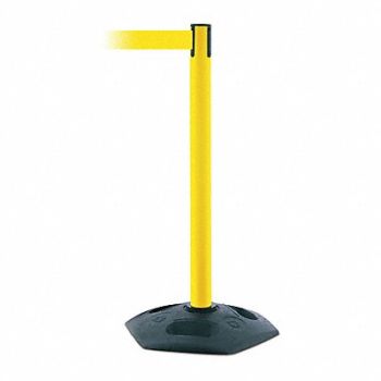 TENSABARRIER D0032 Barrier Post w/ Belt 7-1/2 ft L Yellow, 3YHY1