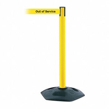 TENSABARRIER D0033 Barrier Post with Belt PVC Yellow, 3YHY9