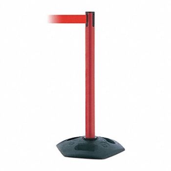 TENSABARRIER D0032 Barrier Post with Belt 7-1/2 ft L Red, 3YHZ4