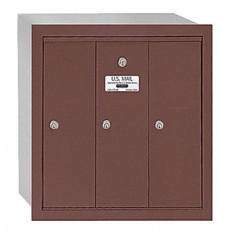 SALSBURY INDUSTRIES Vertical Mailbox 3 Doors Bronze, 3YNW2